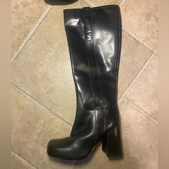 NWT Free People Naomi Tall Leather Blocked Boots in Black Size 10 - Picture 10 of 12